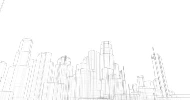 şehir mimarisi ve binalar 3D çizimi 