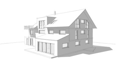 Ev kavramı kroki 3d çizim