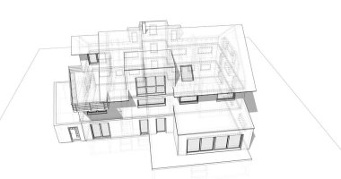 Ev kavramı kroki 3d çizim