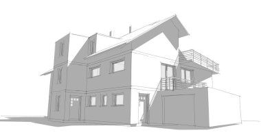 Ev kavramı kroki 3d çizim