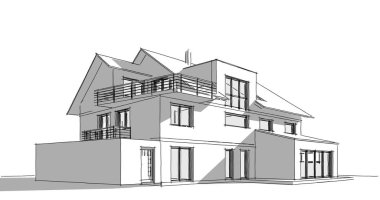 Ev kavramı kroki 3d çizim