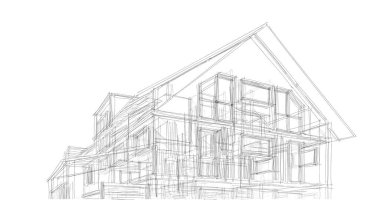 Ev kavramı kroki 3d çizim