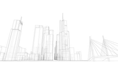 şehir mimarisi ve binalar 3D çizimi 