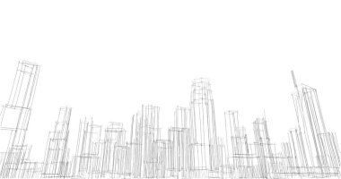 şehir mimarisi ve binalar 3D çizimi 