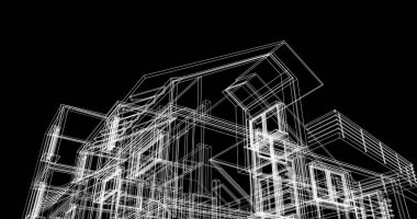 Ev kavramı kroki 3d çizim