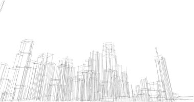 şehir mimarisi ve binalar 3D çizimi 