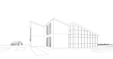 Ev kavramı kroki 3d çizim