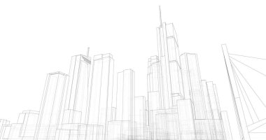 şehir mimarisi ve binalar 3D çizimi 