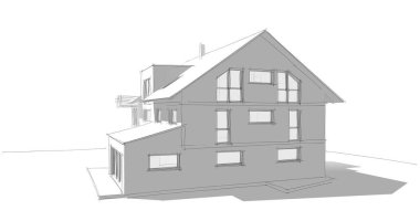 Ev kavramı kroki 3d çizim