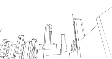 şehir mimarisi ve binalar 3D çizimi 