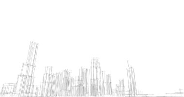 şehir mimarisi ve binalar 3D çizimi 