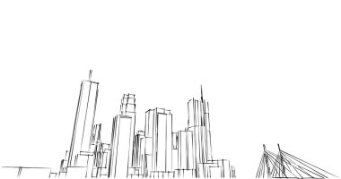 şehir mimarisi ve binalar 3D çizimi 