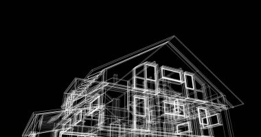 Ev kavramı kroki 3d çizim