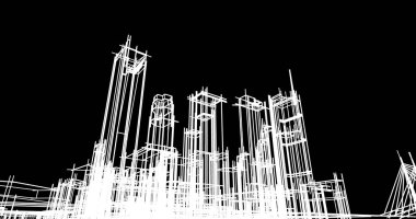 şehir mimarisi ve binalar 3D çizimi 