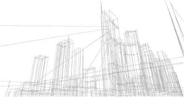 şehir mimarisi ve binalar 3D çizimi 