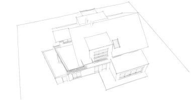 Ev kavramı kroki 3d çizim