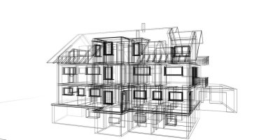 Ev kavramı kroki 3d çizim