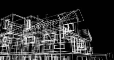 Ev kavramı kroki 3d çizim