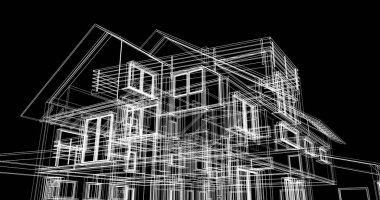 Ev kavramı kroki 3d çizim