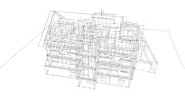 Ev kavramı kroki 3d çizim