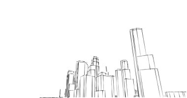 şehir mimarisi ve binalar 3D çizimi 