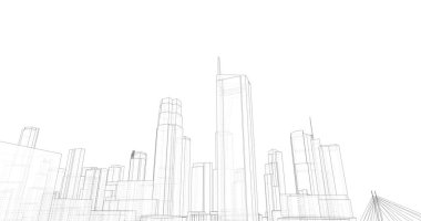 şehir mimarisi ve binalar 3D çizimi 