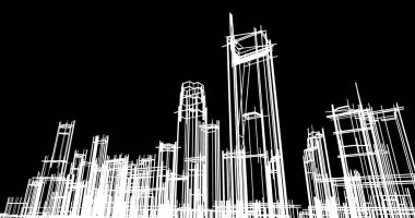 şehir mimarisi ve binalar 3D çizimi 