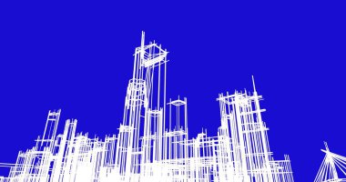 şehir mimarisi ve binalar 3D çizimi 