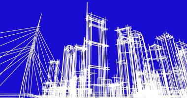 şehir mimarisi ve binalar 3D çizimi 