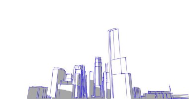 şehir mimarisi ve binalar 3D çizimi 