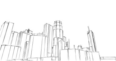 şehir mimarisi ve binalar 3D çizimi 