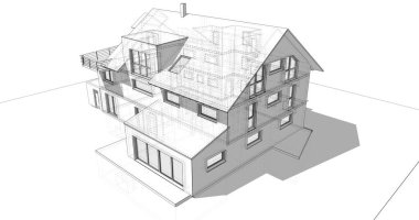 Ev kavramı kroki 3d çizim