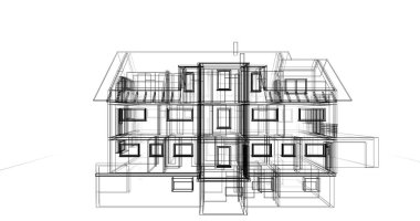 Ev kavramı kroki 3d çizim