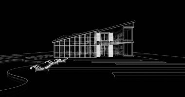 Ev kavramı kroki 3d çizim