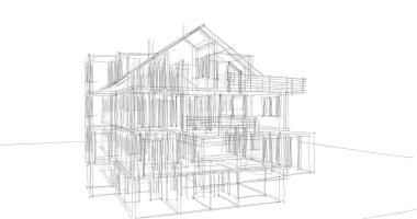 Ev kavramı kroki 3d çizim