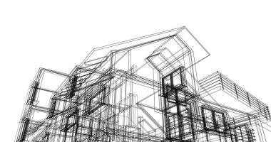 Ev kavramı kroki 3d çizim