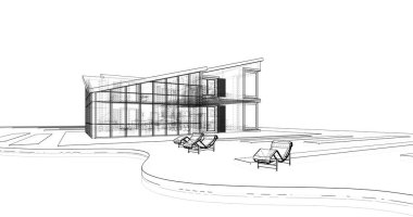 Ev kavramı kroki 3d çizim