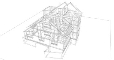 Ev kavramı kroki 3d çizim