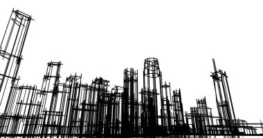 şehir mimarisi ve binalar 3D çizimi 