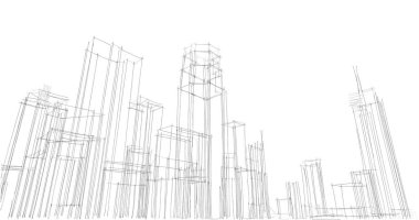şehir mimarisi ve binalar 3D çizimi 