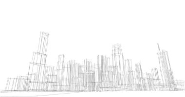 şehir mimarisi ve binalar 3D çizimi 