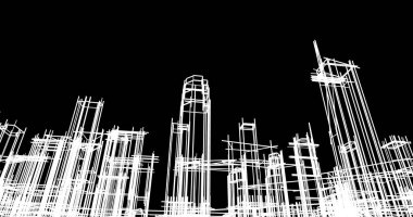 şehir mimarisi ve binalar 3D çizimi 