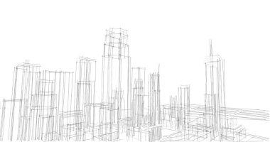 şehir mimarisi ve binalar 3D çizimi 