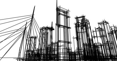 şehir mimarisi ve binalar 3D çizimi 