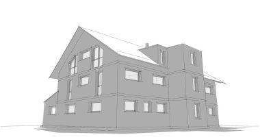 Ev kavramı kroki 3d çizim