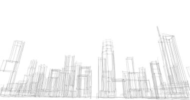 şehir mimarisi ve binalar 3D çizimi 