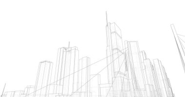 şehir mimarisi ve binalar 3D çizimi 