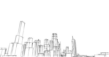 şehir mimarisi ve binalar 3D çizimi 