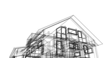 Ev kavramı kroki 3d çizim