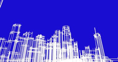 şehir mimarisi ve binalar 3D çizimi 